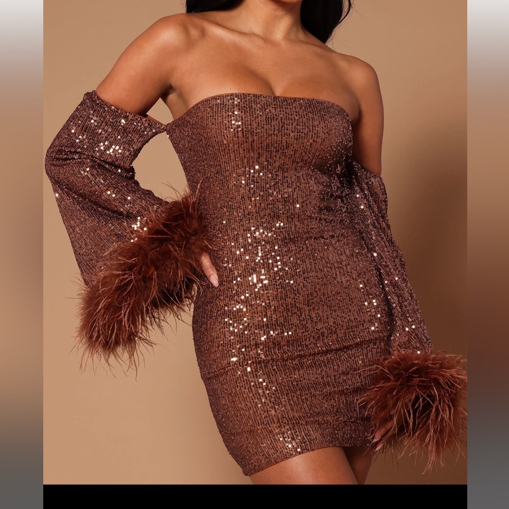 Fashion nova  Brown sequin dress